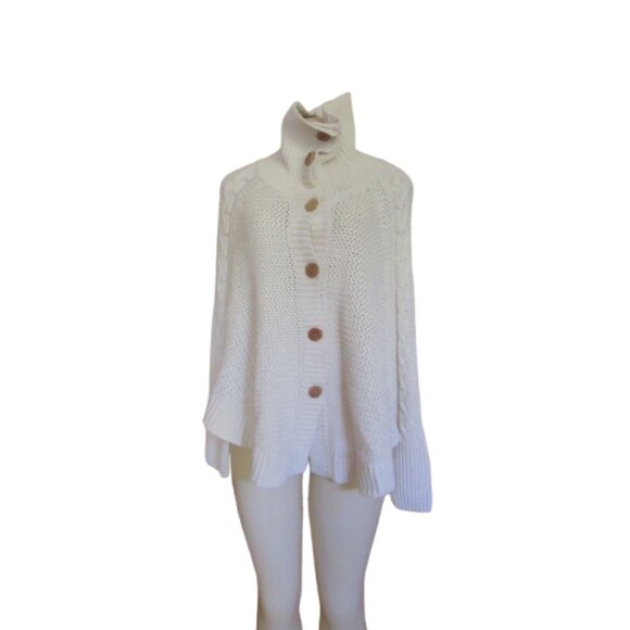 UGG Australia Womens Cream Knit Button-Up Cape Sweater XS/S - Picture 6 of 14